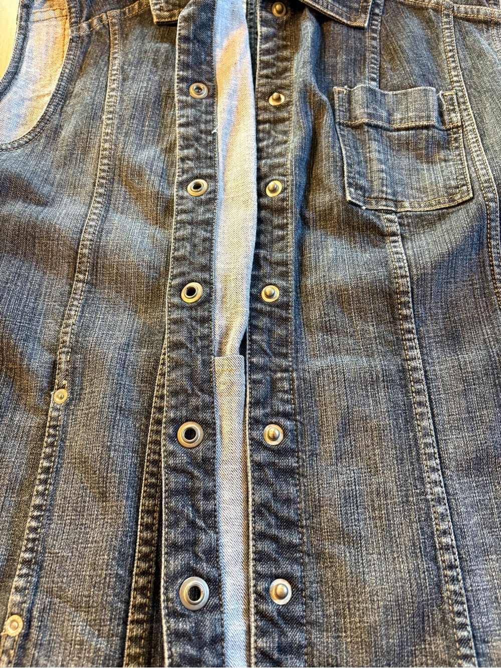 Chico’s Platinum Denim Vest 3 XL Button Front Sleeveless Jean Vest Dark Wash - Picture 7 of 11